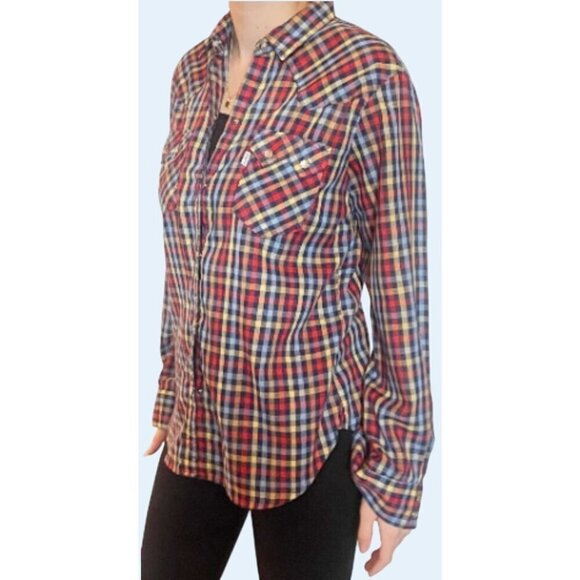 Vintage LEVI'S Plaid Button Up Western Snap Button Shirt Top Sz Sm - Picture 1 of 7